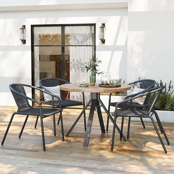 Amopatio Outdoor Dining Chairs Set of 4, Stackable Patio Chairs, Rattan Wicker - Image 2