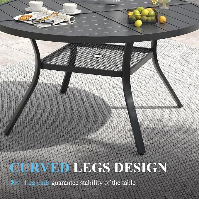 VICLLAX Patio Table and Chair Set of 6, All Weather Metal Round Outdoor Dining - Image 2
