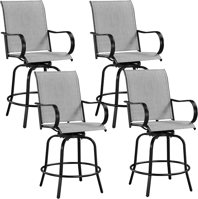 Yaheetech Patio Swivel Barstools Outdoor Chairs Set of 4, High Bistro Stools by Yaheetech