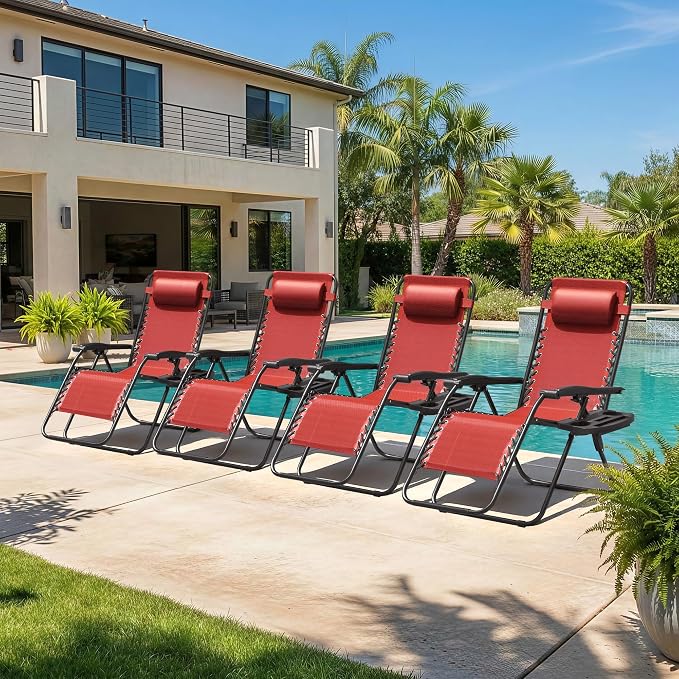 Homall Zero Gravity Chair Patio Folding Lawn Outdoor Lounge Gravity Camp - Image 5