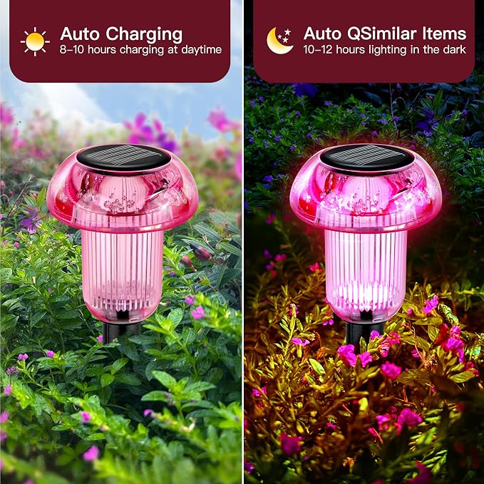 Easter Solar Pathway Lights Outdoor Decorative 4 Pack, 4 color LED Mushroom - Image 4