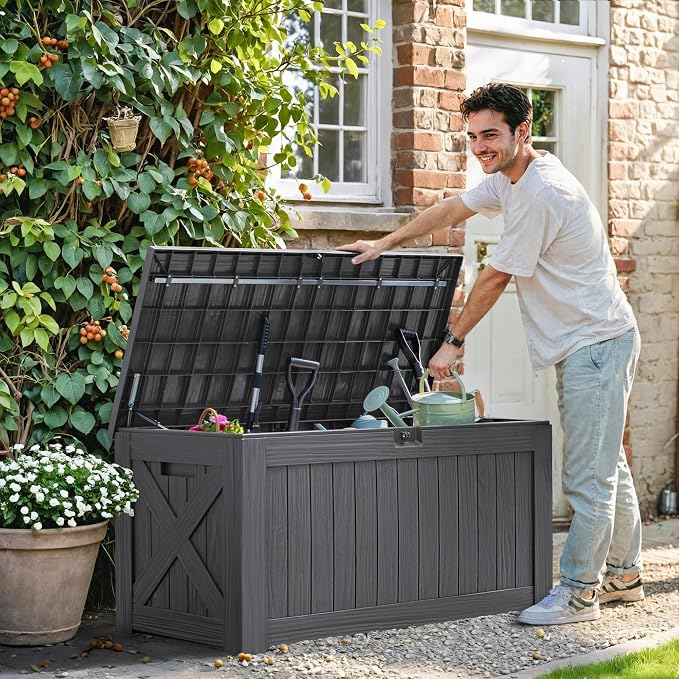 Greesum 120 Gallon Deck Box, Resin Outdoor Storage Container - Image 2