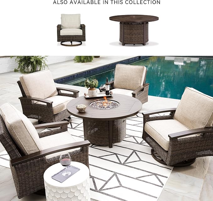 Signature Design by Ashley Paradise Trail Outdoor Round Wicker Patio Fire Pit - Image 5