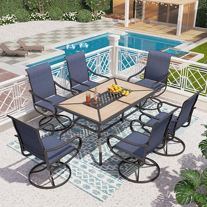 PHI VILLA 7 Piece Patio Dining Set, 6 Swivel Patio Chairs by PHIVILLAThepioneerofcomfortablehouseholdsupplies