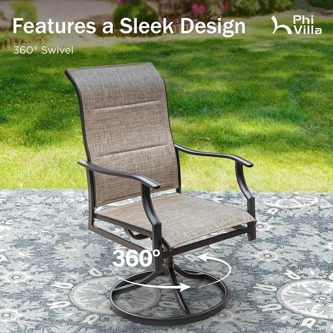 PHI VILLA Swivel Patio Chair Set of 4, All Weather-Resistant - Image 4
