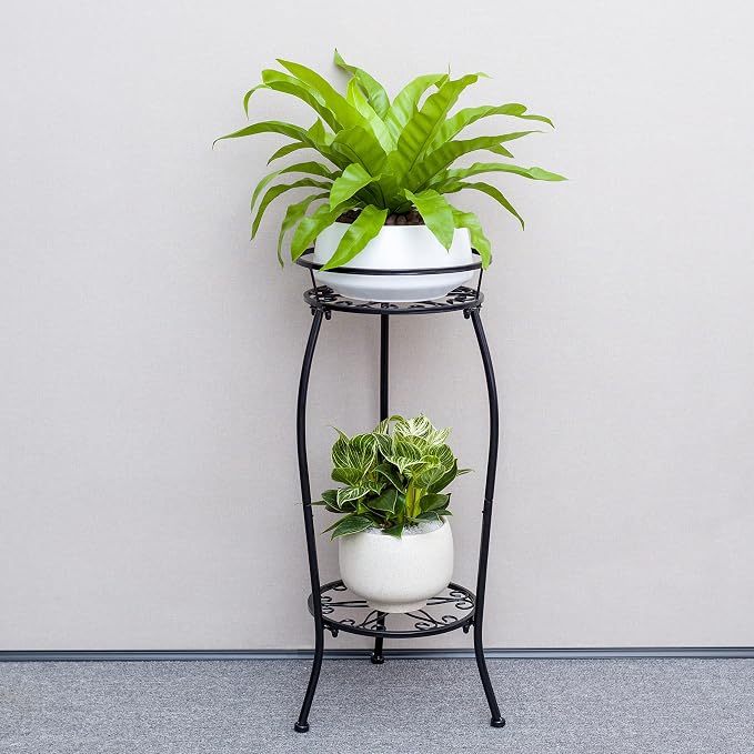 FaithLand 2 Pack Metal Plant Stands, Tall Planter Holder Indoor Outdoor - Image 3