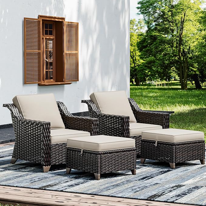 Joyside Wicker Patio Furniture Sets, 4 Pieces Upgraded Large Size Outdoor by Joyside