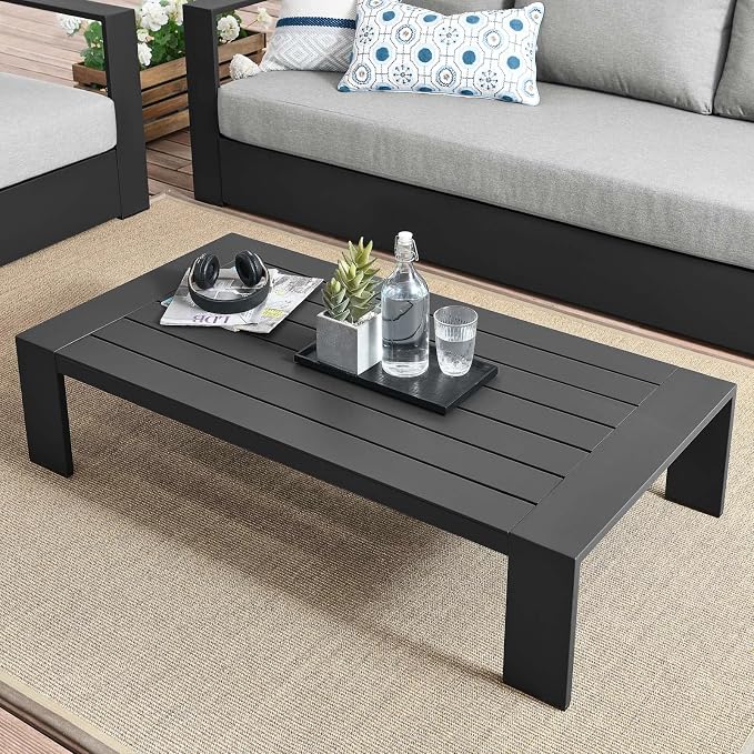 Modway Tahoe Aluminum Outdoor Patio Coffee Table in Gray - Image 7