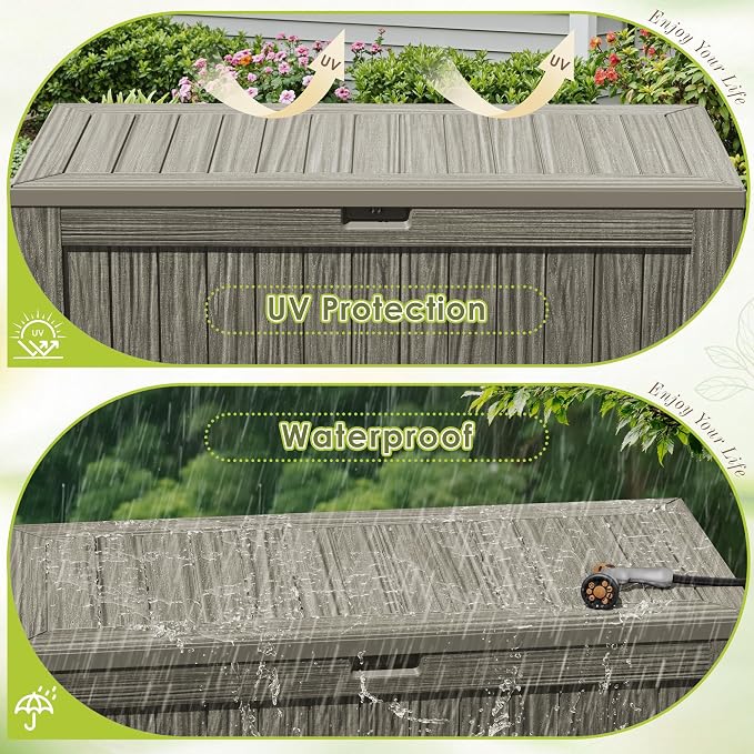 Devoko 125 Gallon Outdoor Storage Box, Waterproof Resin Deck Box - Image 5