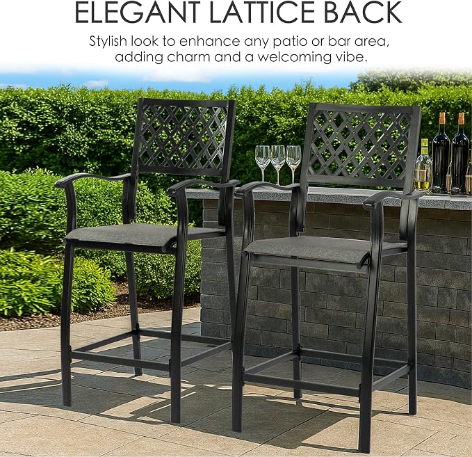 Kozyard Outdoor Bar Stools Set of 2, Patio Bar Chairs - Image 2