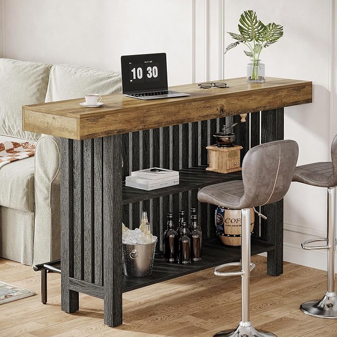 Tribesigns Bar Table with Storage Shelf, 63-Inch Large Mini Pub Table with - Image 6