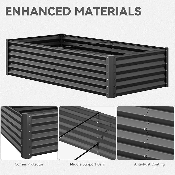 YITAHOME 6x3x1.5 ft Galvanized Raised Garden Bed Kit, Large Metal Planter Box - Image 7