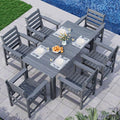 Outdoor HDPE Dining Table Set, 7-Piece Outdoor Dining Table Sets, Wood Grain by Unknown