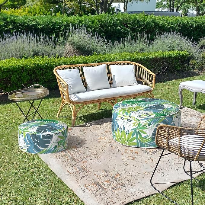 LVTXIII Outdoor/Indoor Round Inflatable Ottoman, All Weather Patio Footstool - Image 7