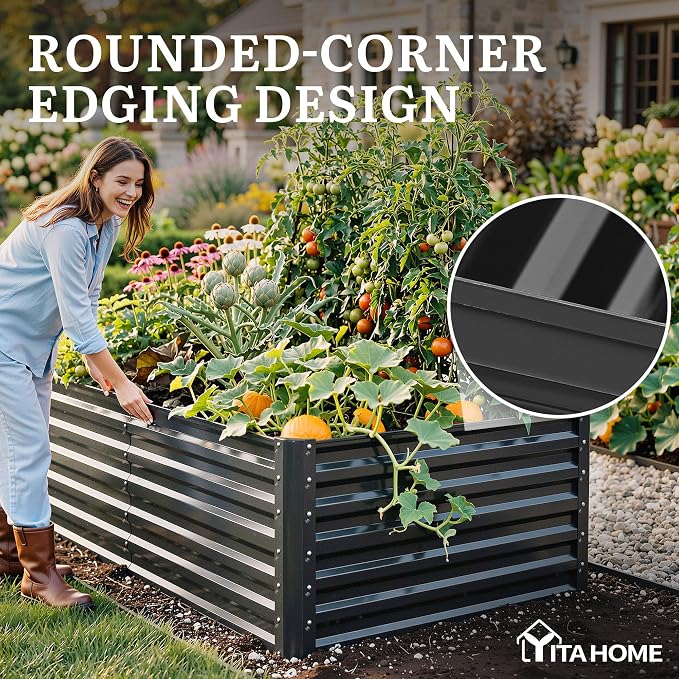 YITAHOME 6x3x2ft Large Raised Garden Bed Kit, Galvanized Metal Planter Box - Image 6