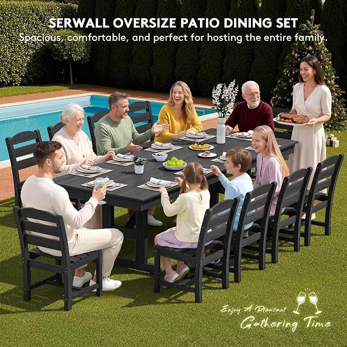 SERWALL 11 Piece Outdoor Dining Set - Image 8