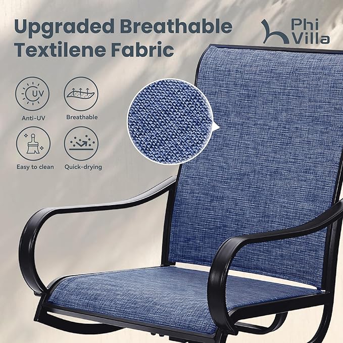 PHI VILLA 7 Piece Patio Dining Set, 6 Swivel Patio Chairs - Image 3