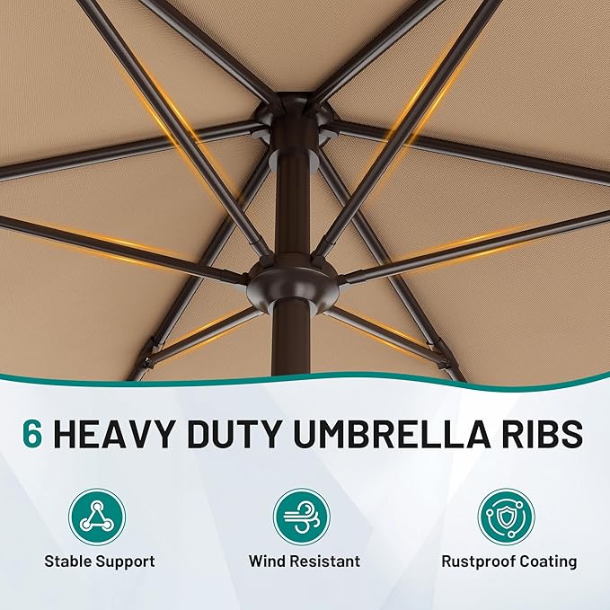 AreShark 7.5FT Patio Umbrella Table Market Umbrella - Image 6