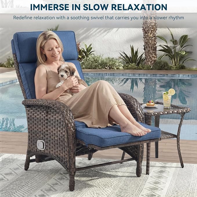 Zero Gravity Wicker Patio Recliner Chair - Image 4