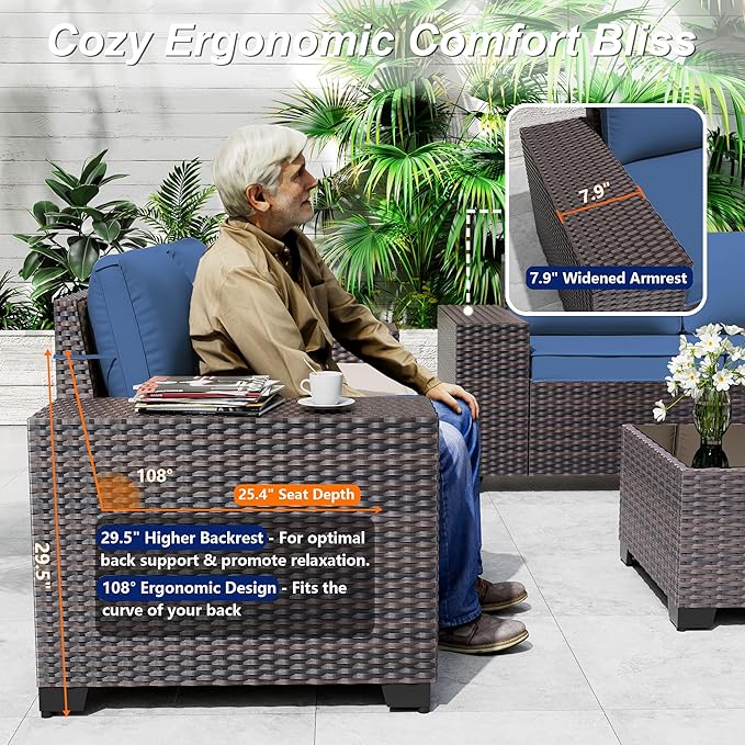 Outdoor Patio Furniture Set, 12 Pieces Outdoor Sectional Furniture High - Image 3