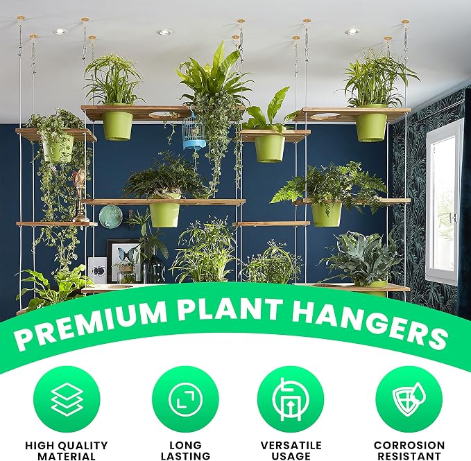 Ceiling Hooks for Hanging Plants- 4pcs 2.56 inches Heavy Duty Powder Coated - Image 4