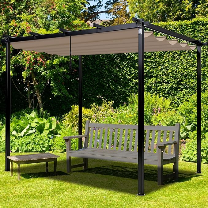 10' X 10' Pergola Shade Cover for Outdoor Retractable Durable Fabric Canopy - Image 7