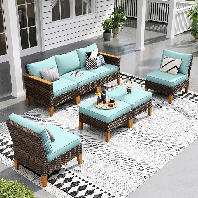 Sophia & William 7 Piece Patio Furniture Sets, Sectional Outdoor Rattan Wicker by SophiaWilliam