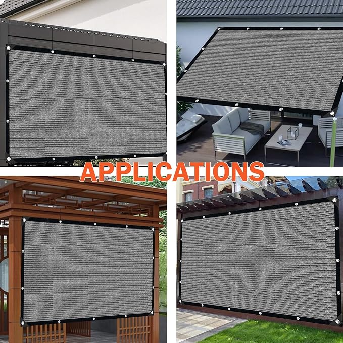 10x12 FT Sun Shade Cloth with Grommets, Pergola Shade Cover Canopy, 90% - Image 7