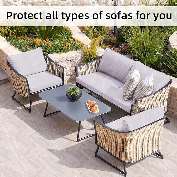 8Pcs Stretch Velvet Patio Cushion Cover, - Image 4