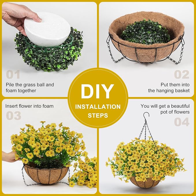 Artificial Faux Hanging Mums Plants Flowers Basket - Image 6
