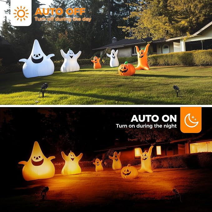 L LOHAS LED Halloween Orange and Purple Spotlights Outdoor, Auto On/Off 5W 120V - Image 2