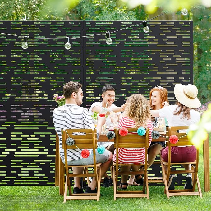Casaphoria 72" H x 47" W Metal Privacy Screen, Outdoor Freestanding Decorative - Image 8