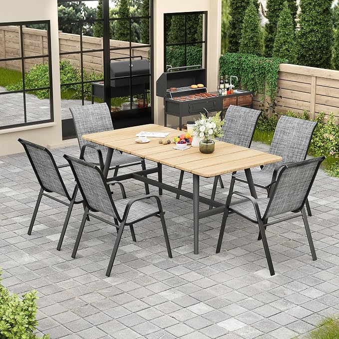 Patio Chairs Set of 8, Stackable Outdoor Dining Chairs - Image 7