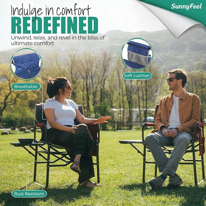 SUNNYFEEL Camping Directors Chair, Heavy Duty, Oversized Portable Folding Chair - Image 5