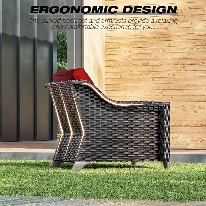 Joyside Wicker Patio Furniture Sets, 4 Pieces Upgraded Large Size Outdoor - Image 5