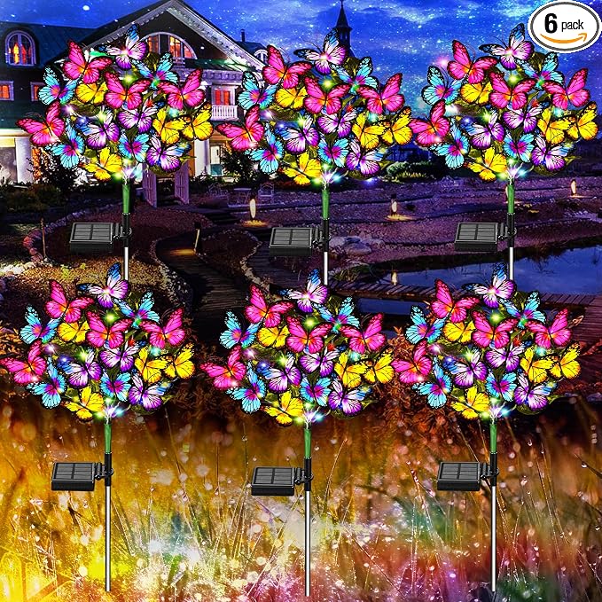 Solar Garden Lights Solar Lights Outdoor Waterproof Solar Lights 6 Pack by WEITEXS