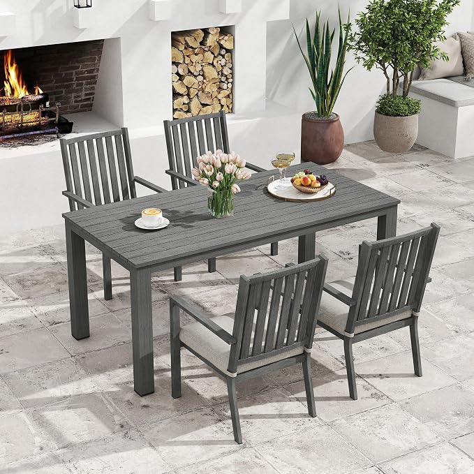 Wisteria Lane 5 Pieces Outdoor Dining Table Set, Aluminum Patio Table and by WisteriaLane