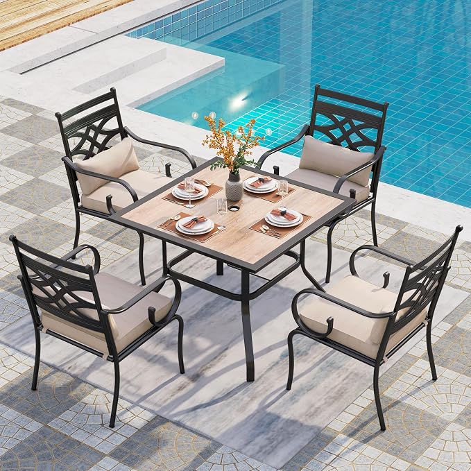PHI VILLA 5 Pieces Outdoor Dining Set by PHIVILLAThepioneerofcomfortablehouseholdsupplies