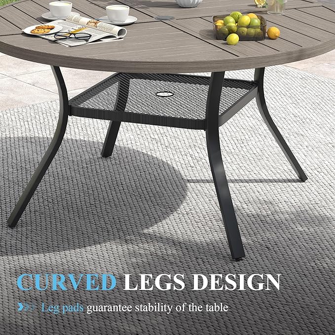 VICLLAX Patio Table and Chair Set of 6, All Weather Metal Round Outdoor Dining - Image 6