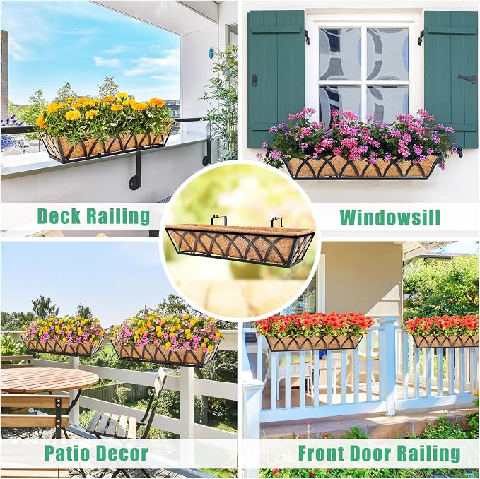 24in 4pcs Planter Box with Coco Liner, Rust-Resistant Metal Frame, Drainage Hole - Image 5