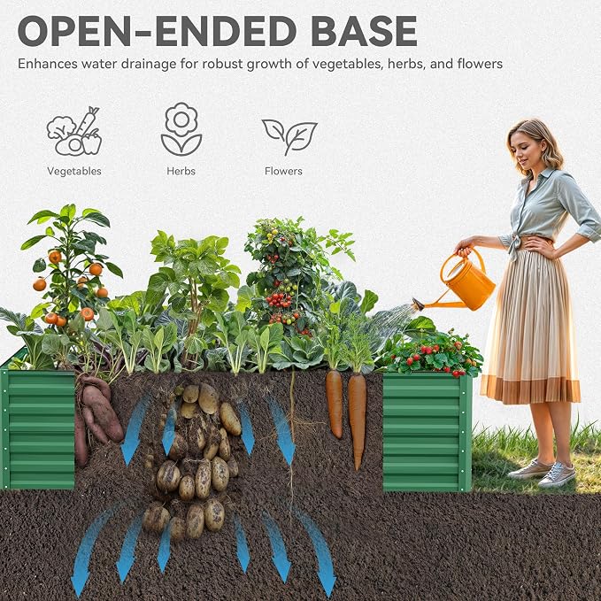 YITAHOME 96x48x24 in 2pcs Galvanized Raised Garden Bed Kit, Large Metal Planter - Image 5