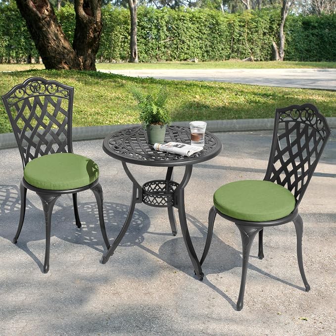 NUU GARDEN 3-Piece Patio Bistro Set Outdoor Cast Aluminum Bistro Table and - Image 2
