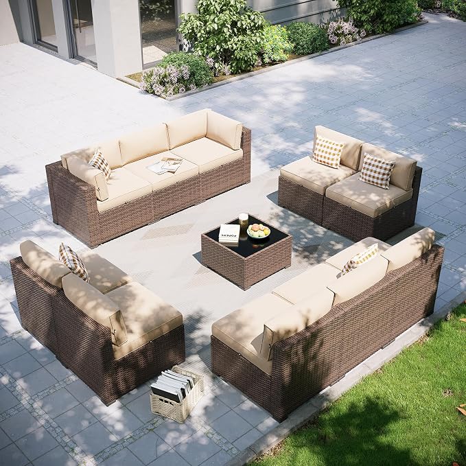 Aoxun Patio Furniture Set, 11 Piece Outdoor Sectional Sofas by Aoxun