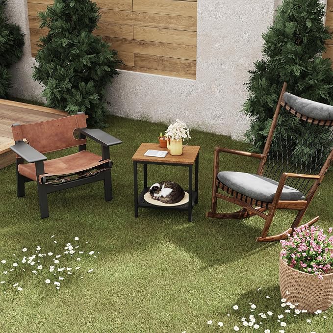 Outdoor Side Table with Storage, 2-Tier Patio End Tables Weather Resistant - Image 7