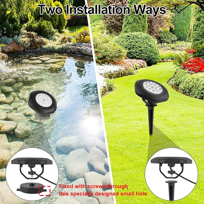 Solar Pond Lights, 18 LED Super Bright Underwater Spotlights LED Submersible - Image 7