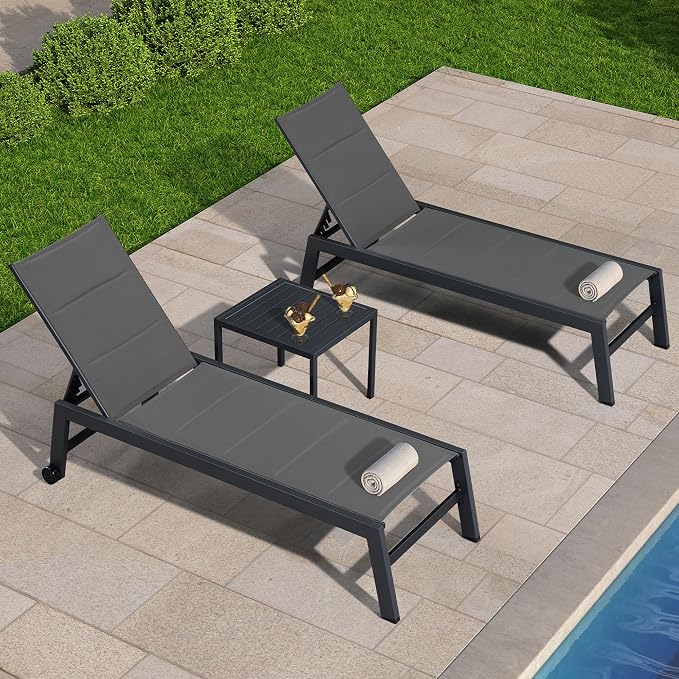 PURPLE LEAF Outdoor Chaise Lounge Set of 2 Aluminum Patio Lounge Chair - Image 3