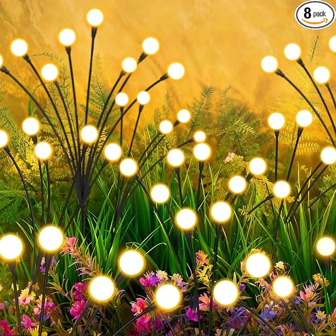 Solar Lights Outdoor-8Pack 64LEDs Solar Garden Firefly Lights Outside, Solar by Unknown