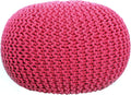 FRELISH DECOR Round Pouf Ottoman Hand Knitted 100% Cotton Pouf Foot Stool by FrelishDecor