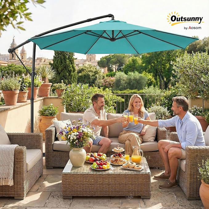 Outsunny 10 ft Offset Patio Umbrella - Image 2