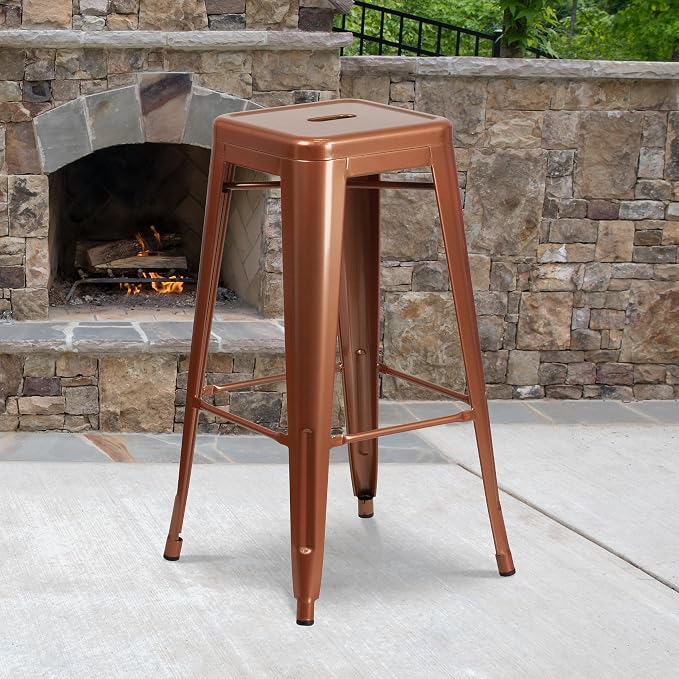 Flash Furniture Kai Commercial Grade 4 Pack 30" High Backless Copper - Image 2